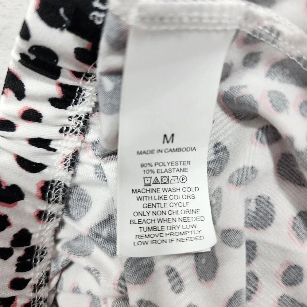 Kate‎ Spade Pants Womens M Black Pink Leopard Print Jersey Capri Pajama Lounge